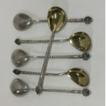 A set of six Russian silver ice cream spoons with