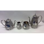 A fine quality four piece Victorian silver tea and