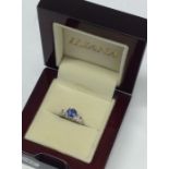 A sapphire and diamond mounted five stone ring in