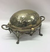 An electroplated embossed revolving breakfast dish