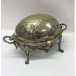 An electroplated embossed revolving breakfast dish