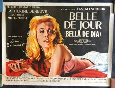 MOVIE POSTER: A 'Belle De Jour' film poster, linen backed. Approx. 115 c