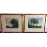 A set of three gilt framed signed prints. By H Sco