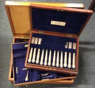 A silver plated fiddle pattern cutlery service tog