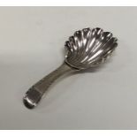 A Georgian silver bright cut caddy spoon with flut