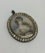 A good Antique silver framed miniature of a lady w
