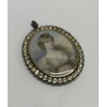 A good Antique silver framed miniature of a lady w