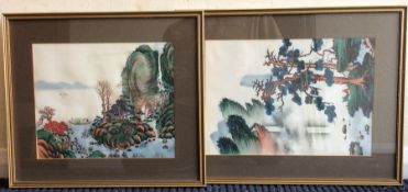 Two framed and glazed Oriental pictures. Est. £20