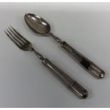 A Victorian silver travelling spoon and fork with