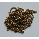 A 9 carat belcher link long guard chain. Approx. 2