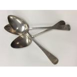 Two bright cut Georgian silver tablespoons etc. Ap