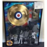 THE WHO: A mounted, framed and glazed gold plated