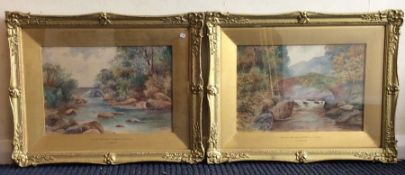 J DAVIS (fl. 19th Century): A pair of gilt framed