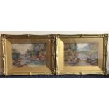 J DAVIS (fl. 19th Century): A pair of gilt framed