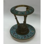An unusual Continental brass and cloisonné stand d