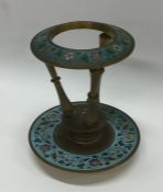 An unusual Continental brass and cloisonné stand d