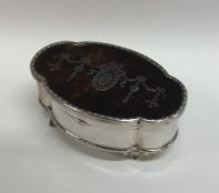 A tortoiseshell and silver mounted hinged top jewe