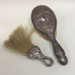 A silver mounted crumb brush together with one oth