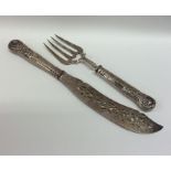 A pair of Kings' pattern silver fish servers with