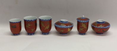 Nine pieces of decorative Fukajawa teaware. Est. £