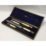 A good silver mounted carving set in fitted case.