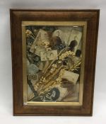 A Victorian oak framed and glazed memory picture.