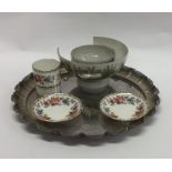 Royal Grafton decorative cups, plated tray etc. Es