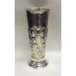 A tall Edwardian silver half fluted spill vase. Lo