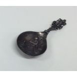 A Dutch silver caddy spoon with twisted stem. Appr