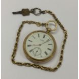 An 18 carat gold gent's pocket watch with white en