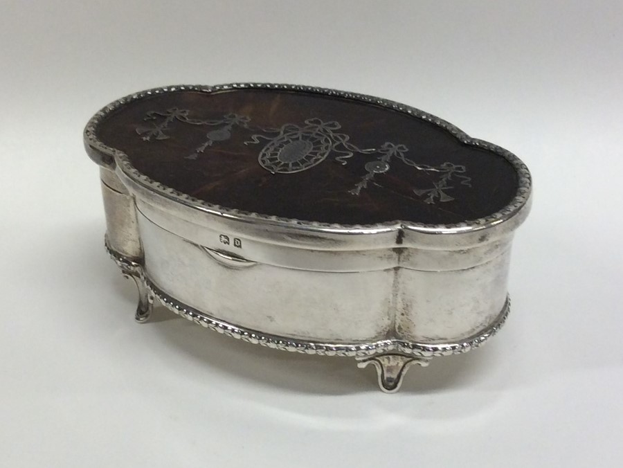 A tortoiseshell and silver mounted hinged top jewe - Image 2 of 2