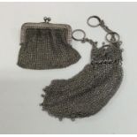 An old silver miser's purse together with one othe