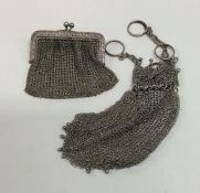 An old silver miser's purse together with one othe