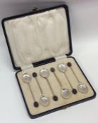 An attractive set of six silver bean top coffee sp