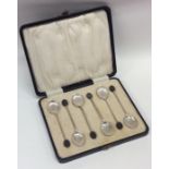 An attractive set of six silver bean top coffee sp