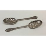 A pair of early silver dog nose spoons decorated w