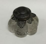 A good quality silver topped and cut glass inkstan