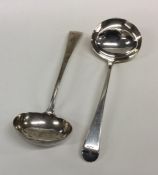 A pair of Georgian silver OE pattern sauce ladles.