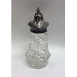 An Edwardian cut glass and silver mounted caster w