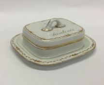 A Victorian sardine dish and cover. Est. £25 - £35