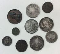 An 1887 silver crown together with other silver an