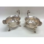 A pair of good heavy Georgian silver sauce boats w