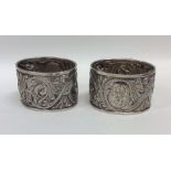 A good pair of heavy Russian silver napkin rings d