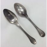 A pair of Continental silver dessert spoons. Appro