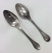 A pair of Continental silver dessert spoons. Appro
