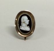 A good oval hard stone cameo depicting a gentleman