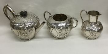 A fine quality Victorian silver three piece bachel