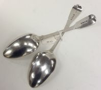 Two Georgian silver tablespoons. London. Approx. 1