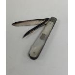 An MOP two piece folding silver pipe smoker's knif