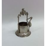 An unusual Continental silver miniature stork perc